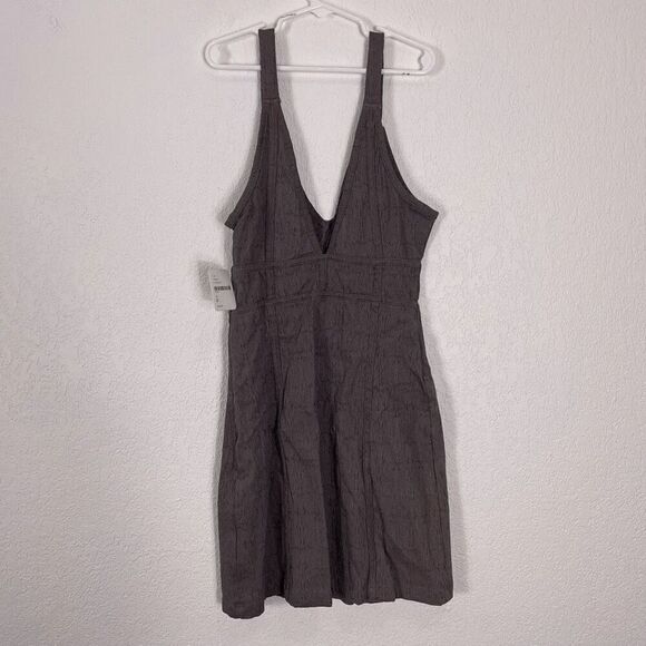 NWT Free People Grey Embroidered V Neck Mini Dress - Picture 2 of 8